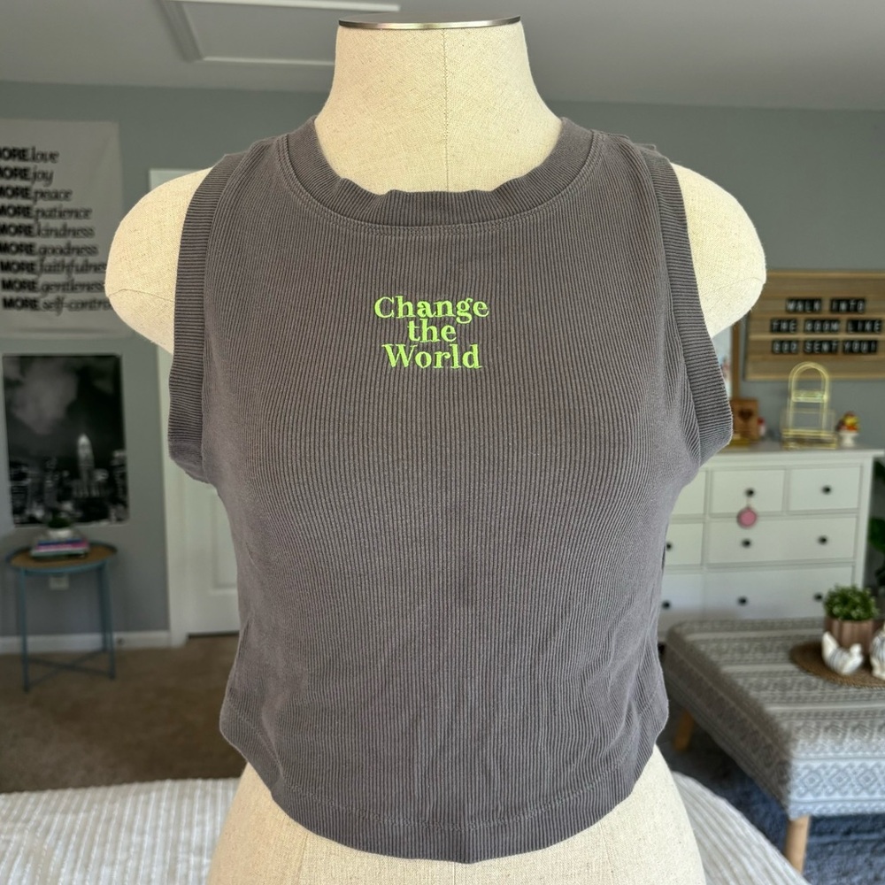 Embroidered Cropped Tank Top